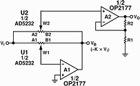 Figure 2. Bipolar programmable-gain amplifier with linear step adjustment